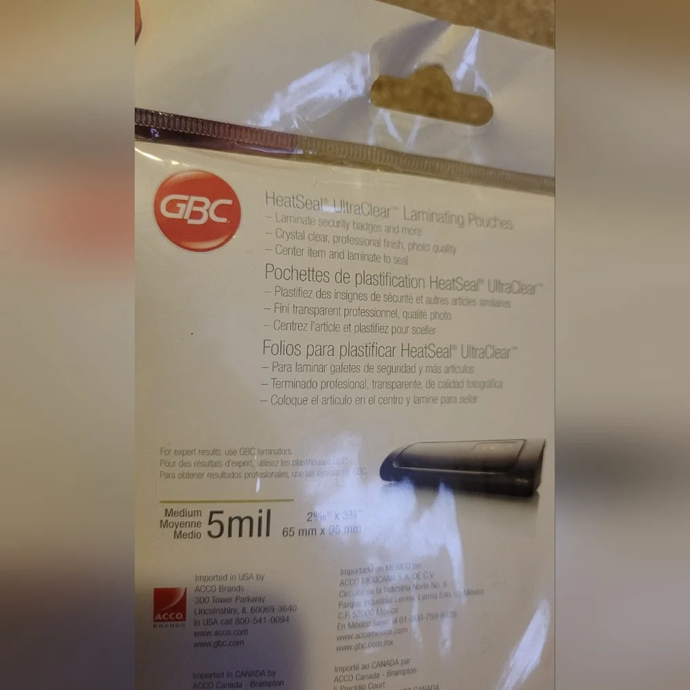 New SWINGLINE Laminating Pouches: ID Badge, 3.75 in L, 2 9/16 in W, 5 mil Thick,